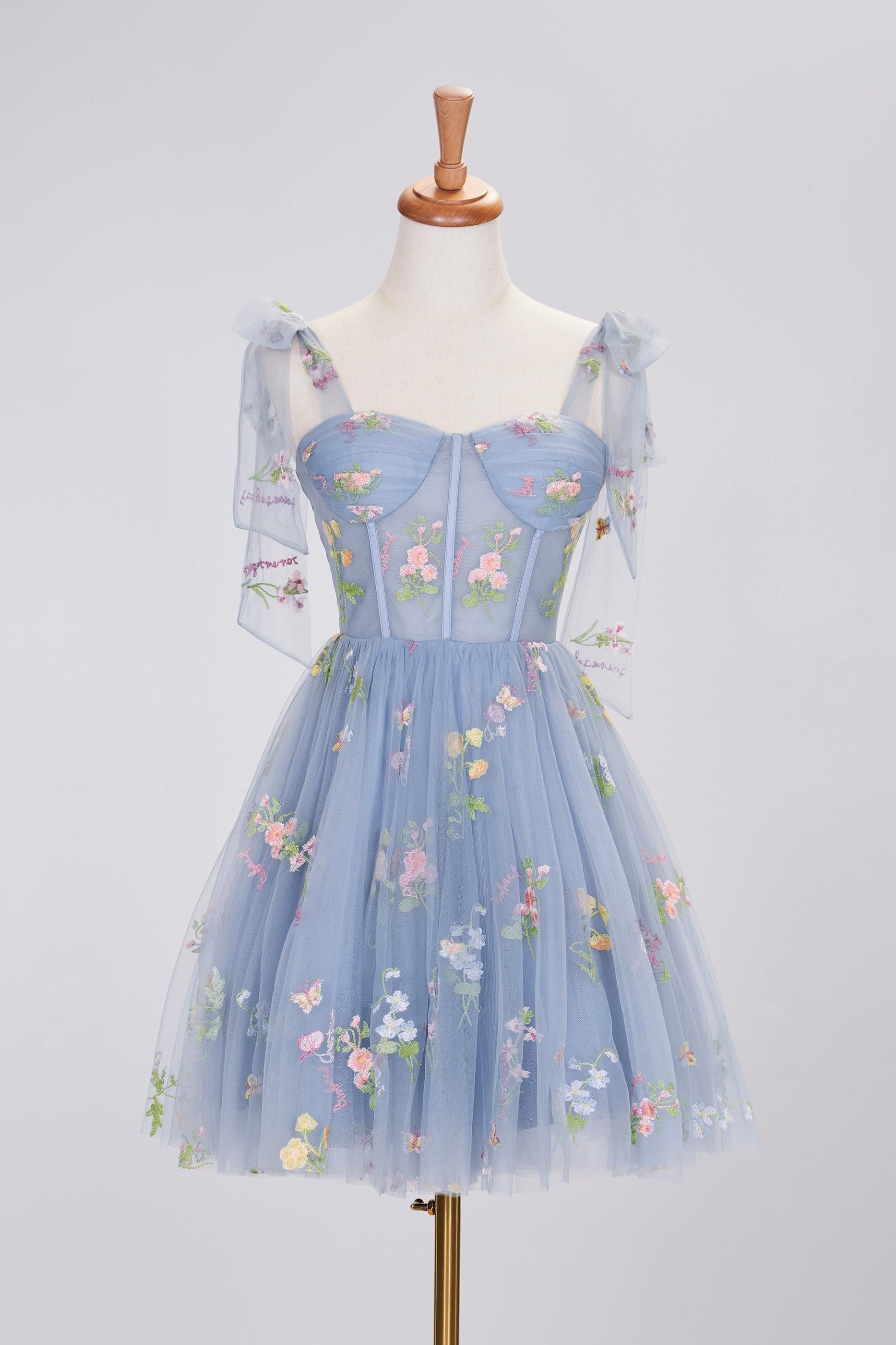 Trendy Homecoming Dress A Line Shoulder straps with Embroidery Short Party Cocktail Dress