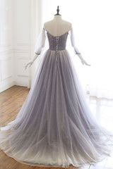 Tulle Prom Dress Sequin Long Formal Evening Dress
