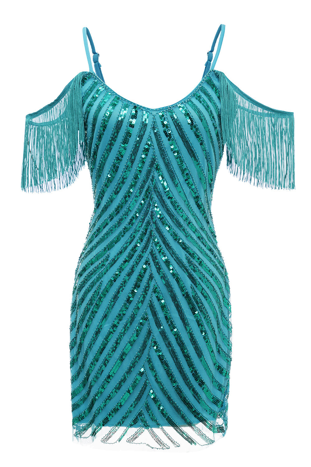 Turquoise Homecoming Dresses Tight Sequin Short Cocktail Dresses with Fringes