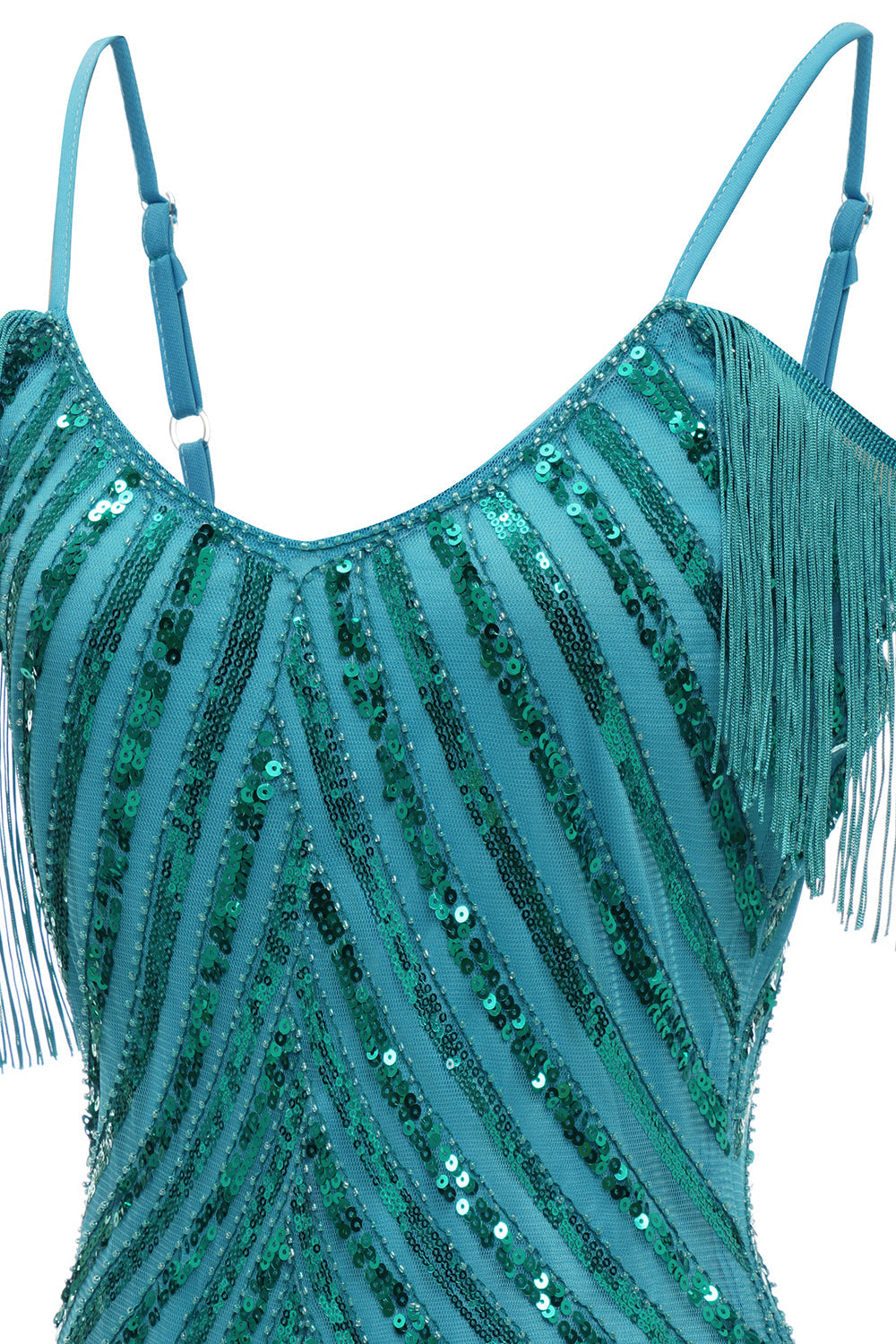 Turquoise Homecoming Dresses Tight Sequin Short Cocktail Dresses with Fringes