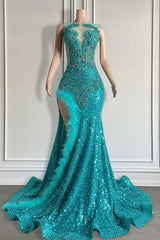 Mermaid Orange Sequined Formal Dress Lace Sleeveless Prom Dress with Feathers
