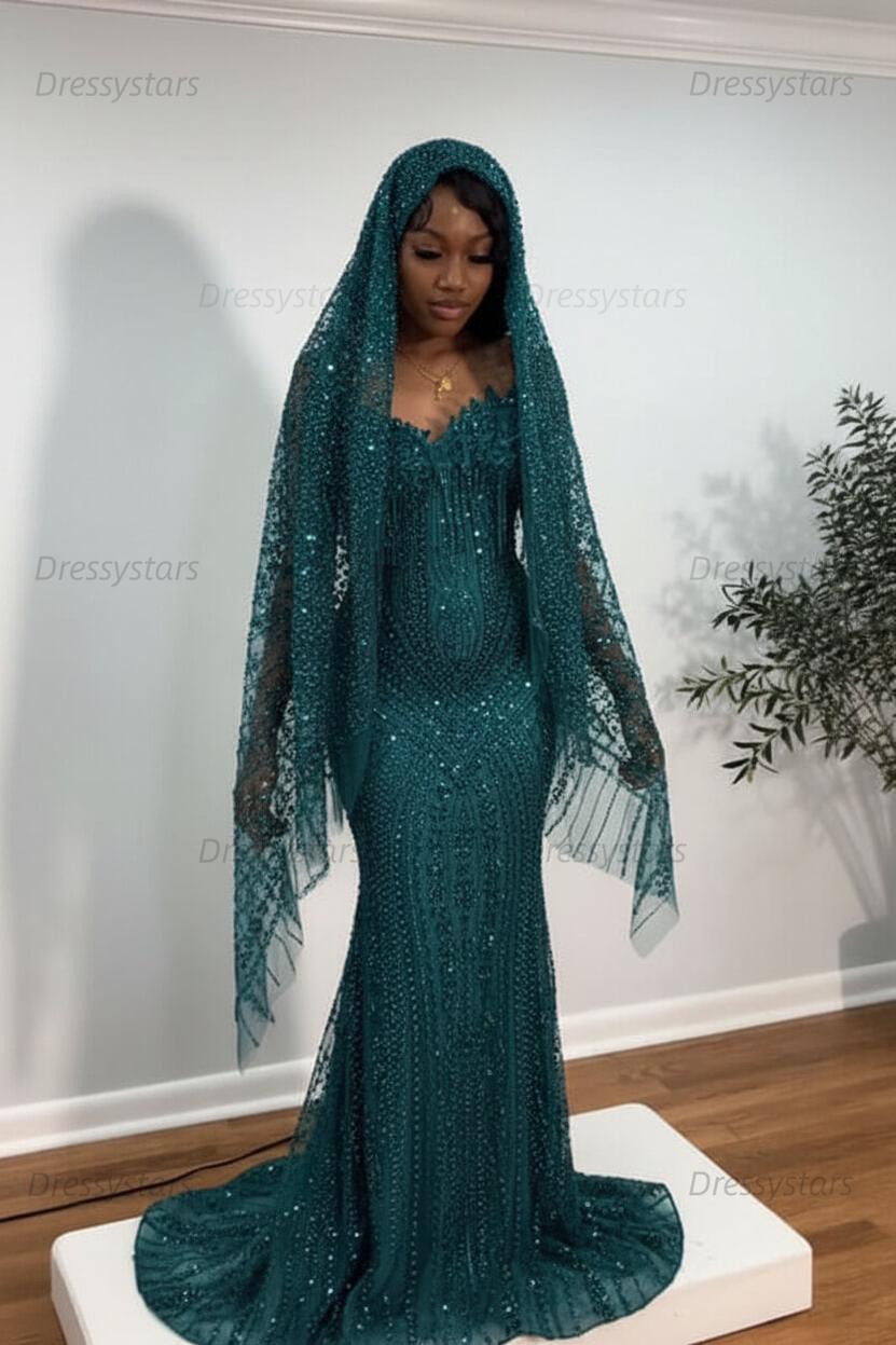 Sweetheart Prom Dress Mermaid Stunning Evening Dress with Beadings