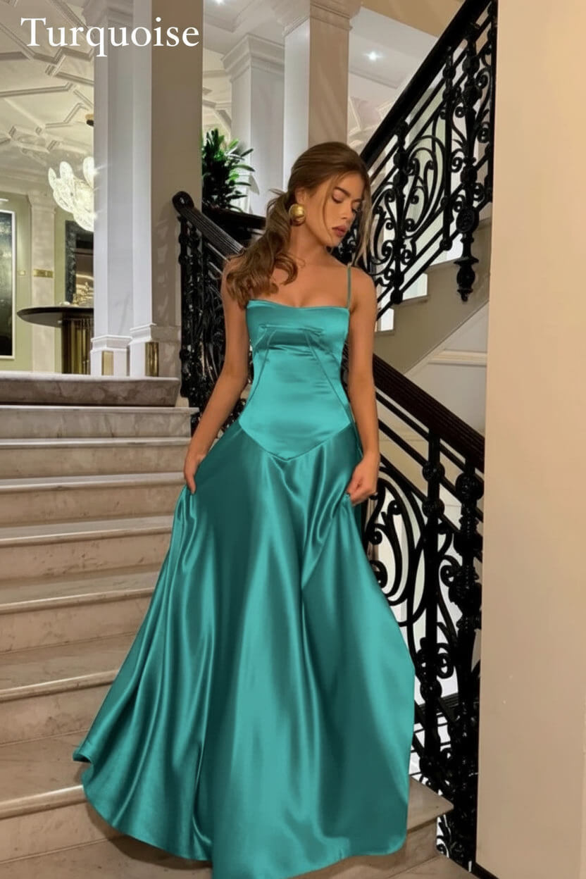 Dressystars Brown Luxe Silk-Look Long Evening Dress With Fitted Bodice Formal Evening Gown