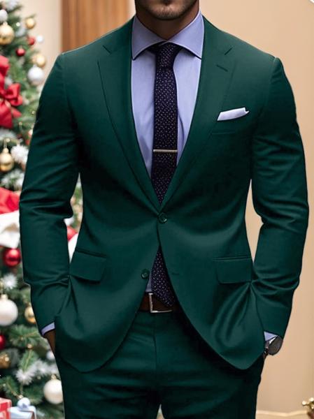 Two-Button Single-Breasted Tailored Wedding Suit For Men 2-Piece Set