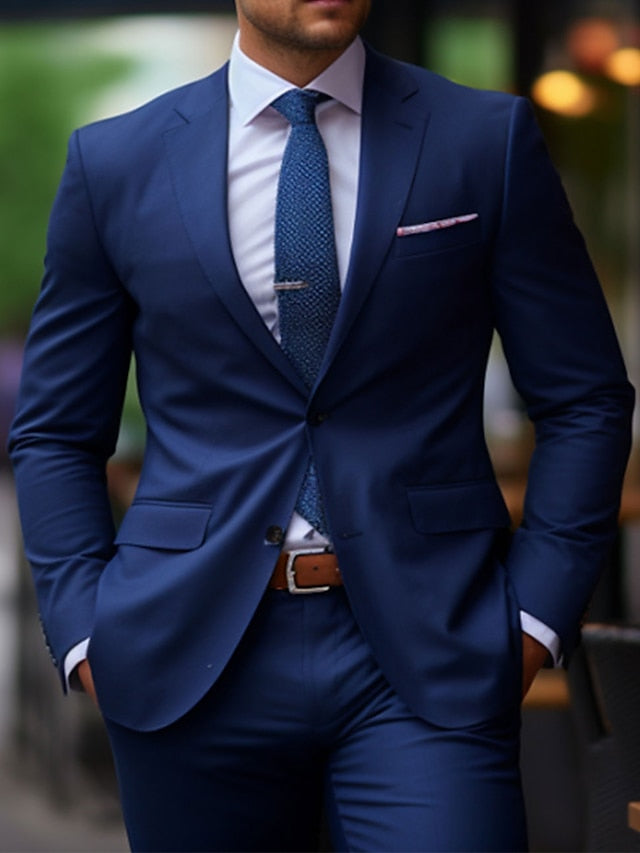 Two-Button Single-Breasted Tailored Wedding Suit For Men 2-Piece Set
