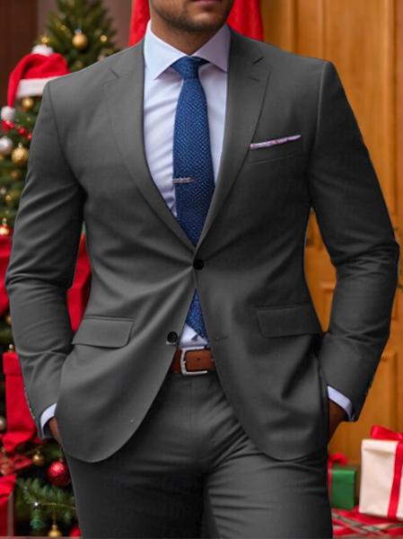 Two-Button Single-Breasted Tailored Wedding Suit For Men 2-Piece Set