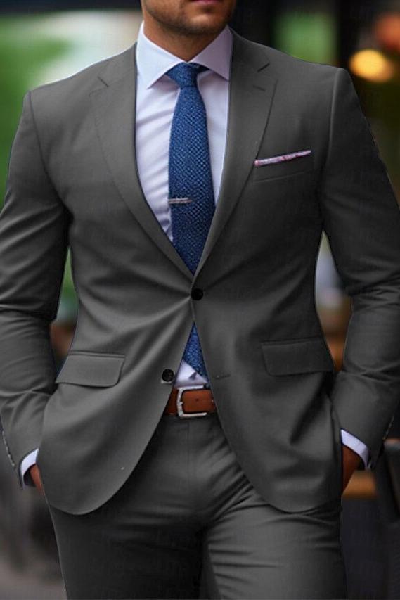 Two-Button Single-Breasted Tailored Wedding Suit For Men 2-Piece Set