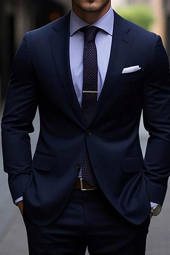 Two-Button Single-Breasted Tailored Wedding Suit For Men 2-Piece Set