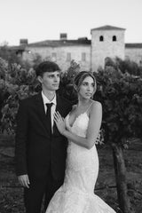 Two Piece High Neck Wedding Dress Long Sleeve Lace Appliqued Mermaid Bridal Gown