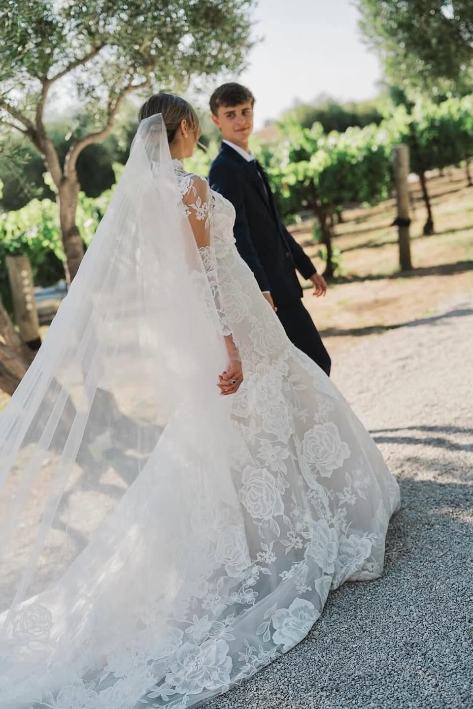 Two Piece High Neck Wedding Dress Long Sleeve Lace Appliqued Mermaid Bridal Gown