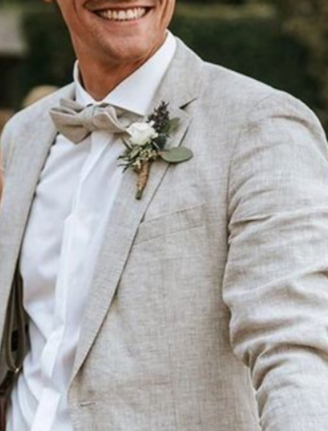 Two-Piece Men's Linen Suit In Solid Colors Tailored Fit With Single Breasted Two-Button Design