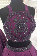 Two Piece Prom Dress Beaded Long Evening Dress