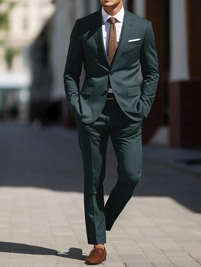Two-Piece Tailored Fit Single Breasted Wedding Suit For Men