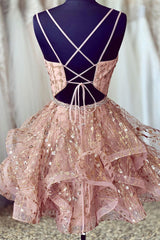 Unique Homecoming Dress Pink Tulle Short Party Cocktail Dress