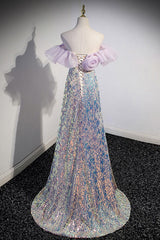 Unique Off the Shoulder Prom Dress Sequin Long Evening Dress