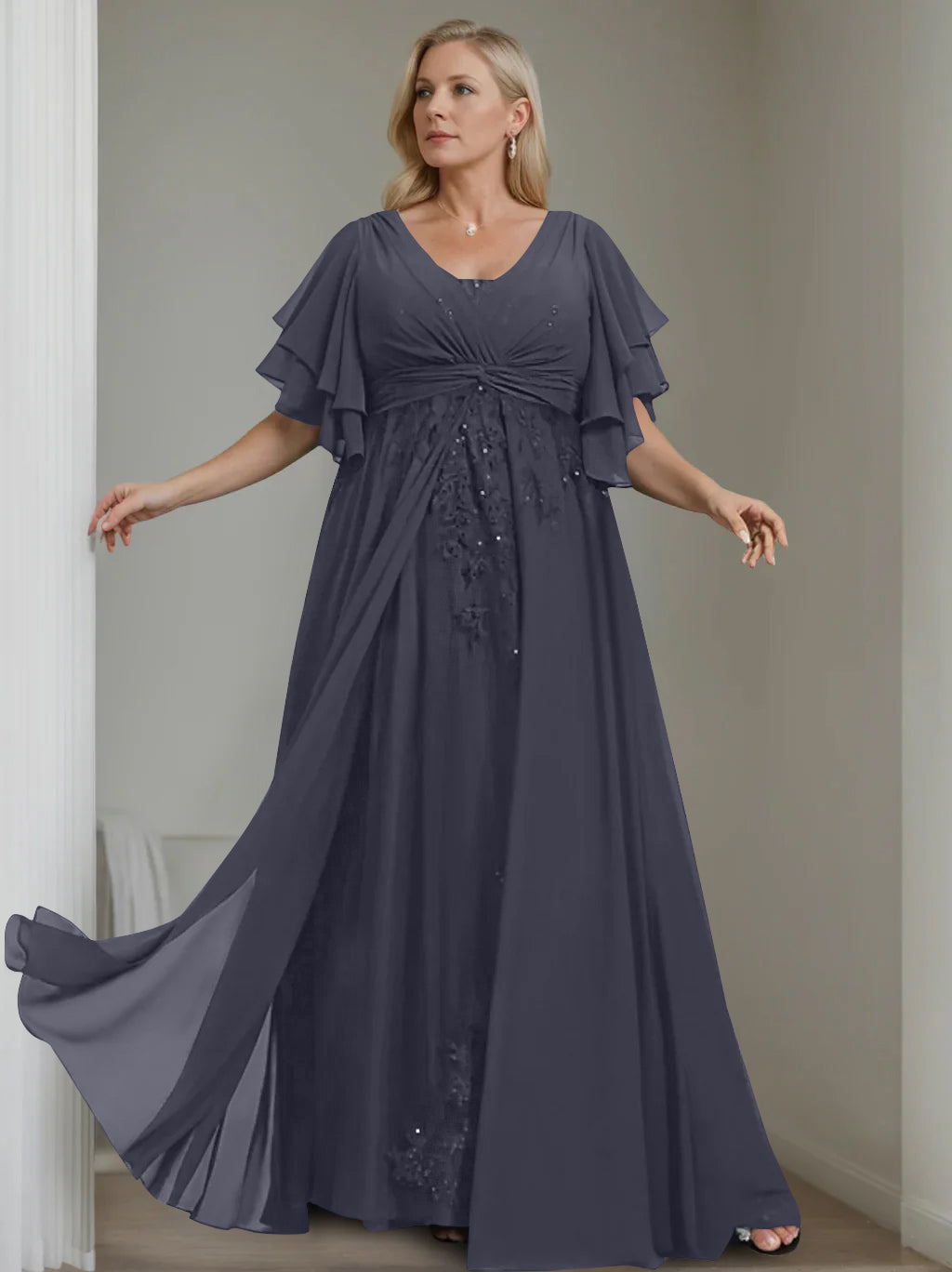 Unique Plus Size V-Neck A-Line Princess Floor-Length Mother of the Bri Dressystars Unique Plus Size V-Neck A-Line Princess Floor-Length Mother of the Bri Dressystars