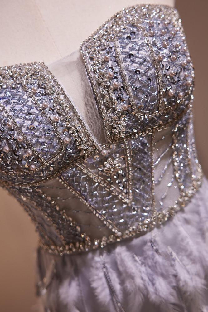 Unique Prom Dress Sweetheart Neck Mermaid Gray Long with BeadedEvening Dress