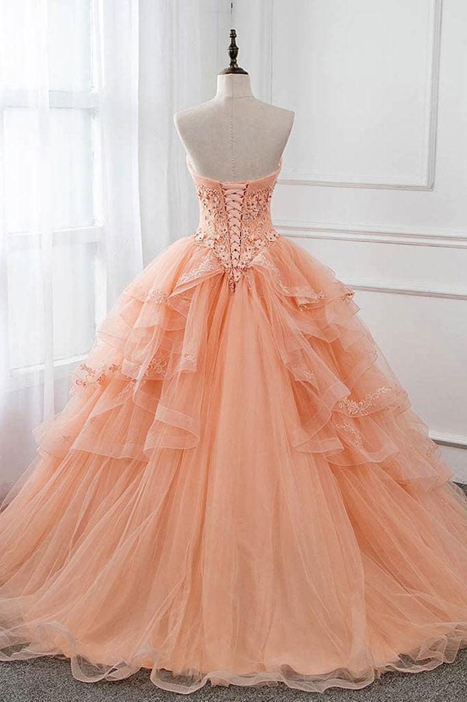 Unique Prom Dress Sweetheart Neck Tulle Lace Long Formal Evening Dress