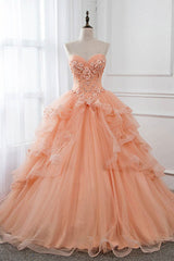Unique Prom Dress Sweetheart Neck Tulle Lace Long Formal Evening Dress