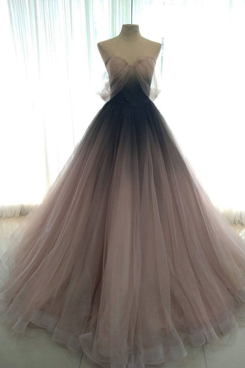 Unique Prom Dress Tulle Long Formal Evening Dress