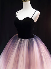 Unique Sweetheart Neck Velvet Formal Dress Tulle Long Evening Dress