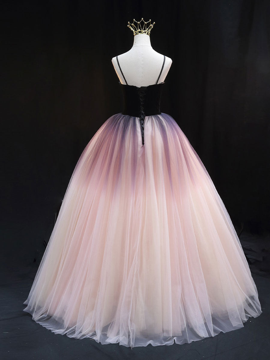 Unique Sweetheart Neck Velvet Formal Dress Tulle Long Evening Dress