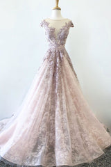 Unique Tulle Lace Prom Dress Long Formal Gown Evening Dress
