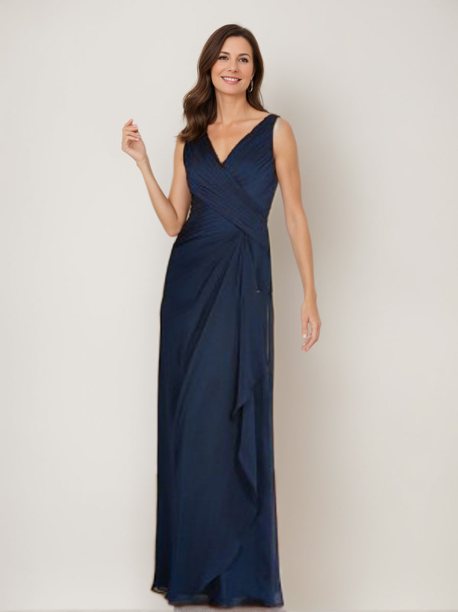 V-Neck 3/4 Sleeve Sheath Dress with Ruffles and Jacket for the Mother of the Bride