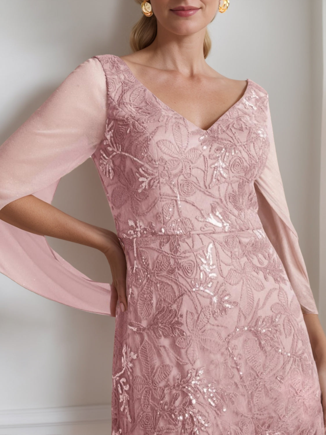 V-Neck A-Line Princess Ankle-Length Mother of the Bride Dress in Solid –  Dressystars