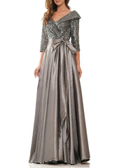 V-Neck A-Line Princess Gown for the Mother of the Bride