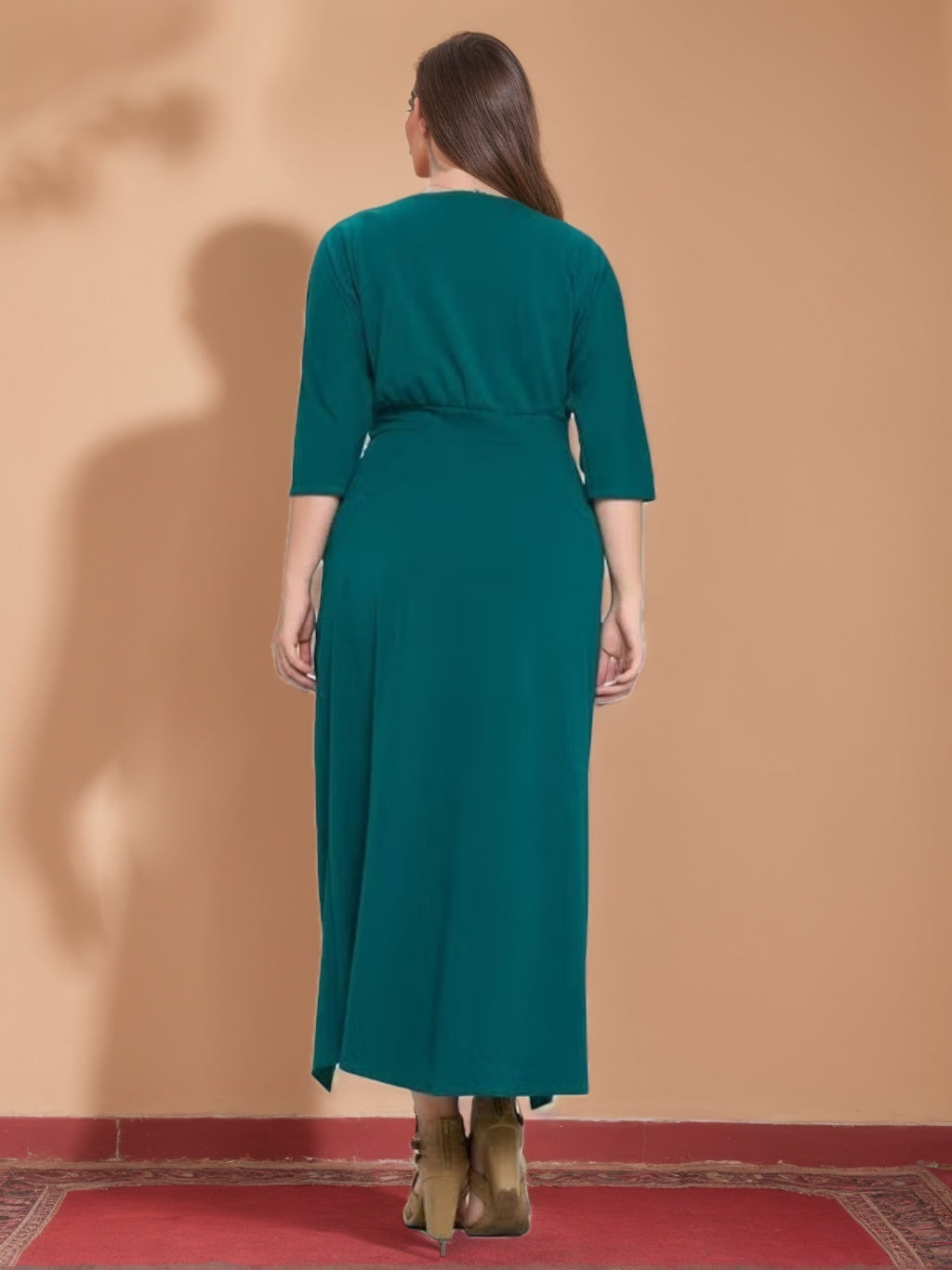V-Neck A-Line Princess Gown with Asymmetrical Ruffles for Plus-Size Mothers of the Bride