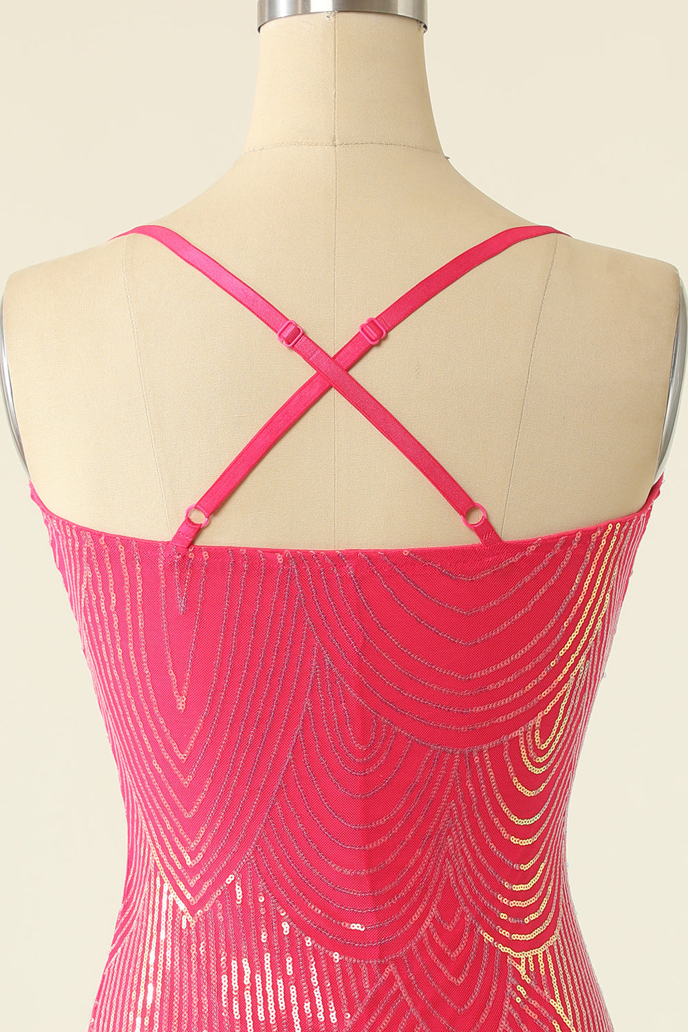 V-Neck Fuchsia Homecoming Dresses Cocktail Dresses With Fringes