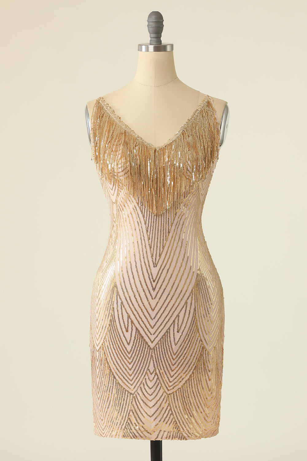 V-Neck Fuchsia Homecoming Dresses Cocktail Dresses With Fringes