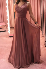 V Neck Prom Dress Chiffon Long Formal Dress Evening Dress