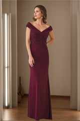V-Neck Sleeveless Sheath/Column Mother Of The Bride Dresses Featuring Appliques