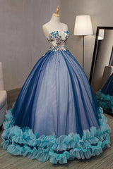 V Neck Tulle Long Prom Gown Sweet 16 Dress Evening Dress