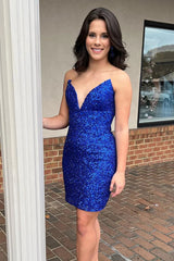 Veda Homecoming Dress Pretty Bodycon V neck Sequin Short Party Cocktail Dress