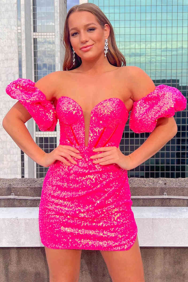 Verity Homecoming Dress Pretty Bodycon Heart shaped Sequin Short Party Cocktail Dress