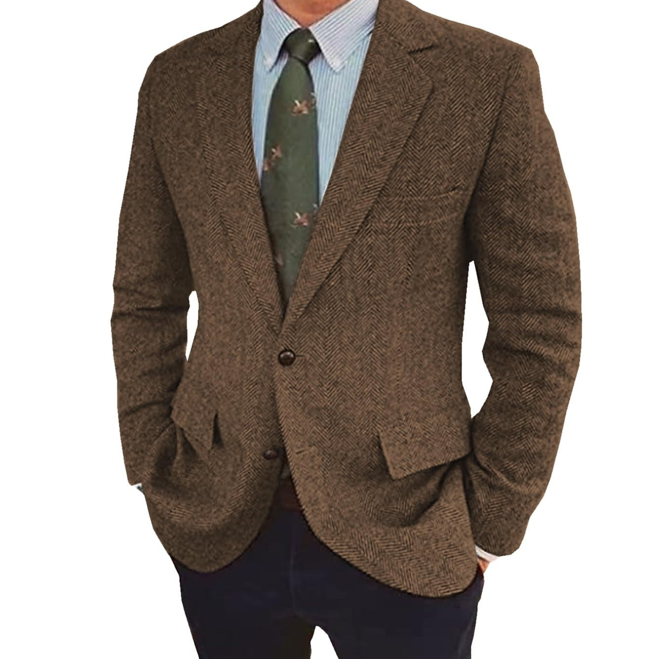 Vintage Herringbone Tweed Winter Blazer For Men In Regular And Plus Sizes