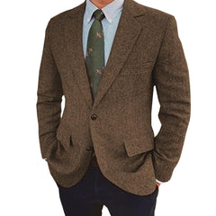Vintage Herringbone Tweed Winter Blazer For Men In Regular And Plus Sizes