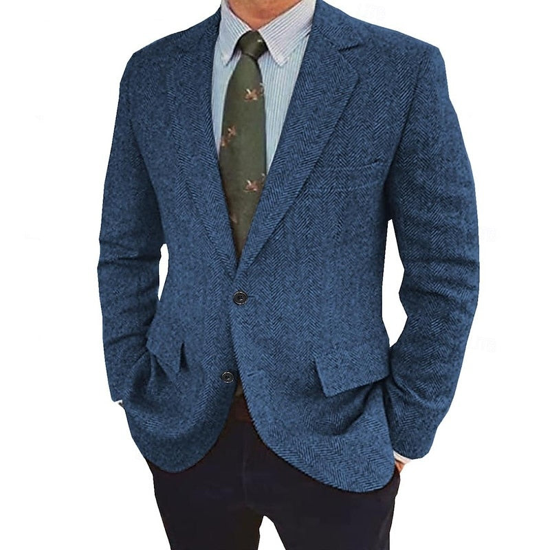 Vintage Herringbone Tweed Winter Blazer For Men In Regular And Plus Sizes