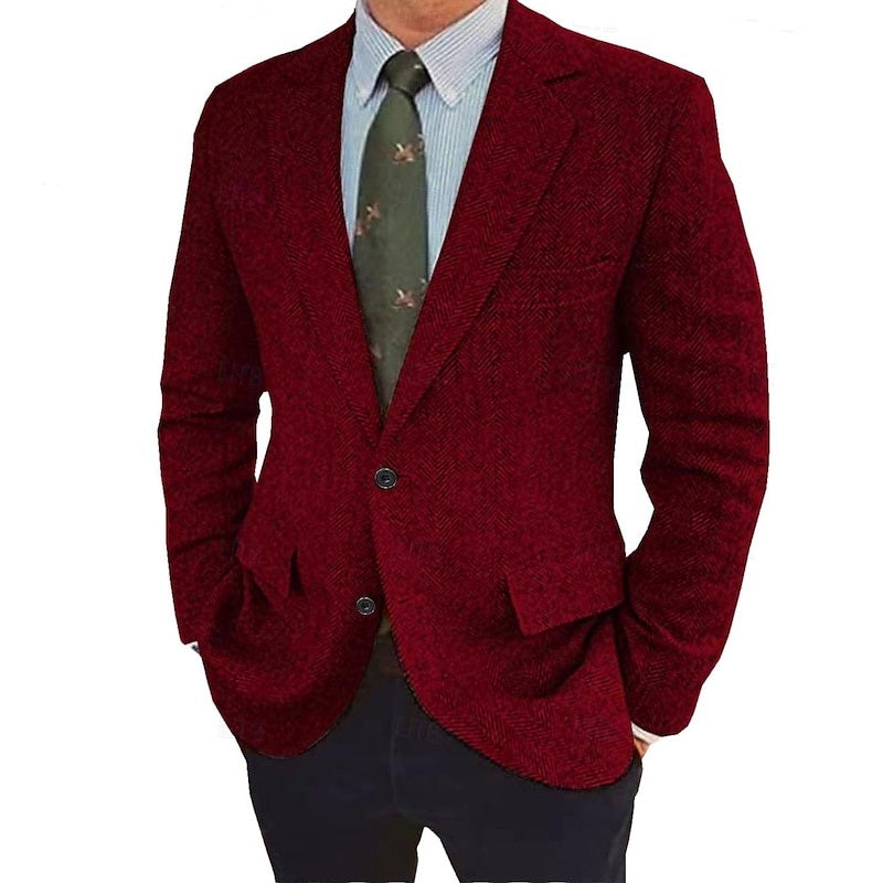 Vintage Herringbone Tweed Winter Blazer For Men In Regular And Plus Sizes