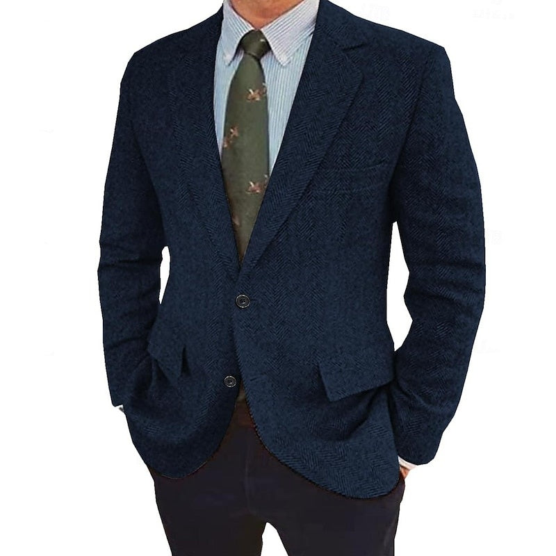 Vintage Herringbone Tweed Winter Blazer For Men In Regular And Plus Sizes