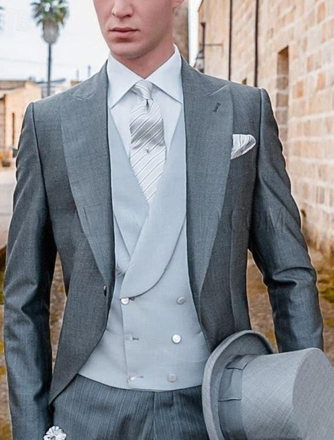 Vintage One-Button Single-Breasted Tailored 3-Piece Wedding Suit For Men