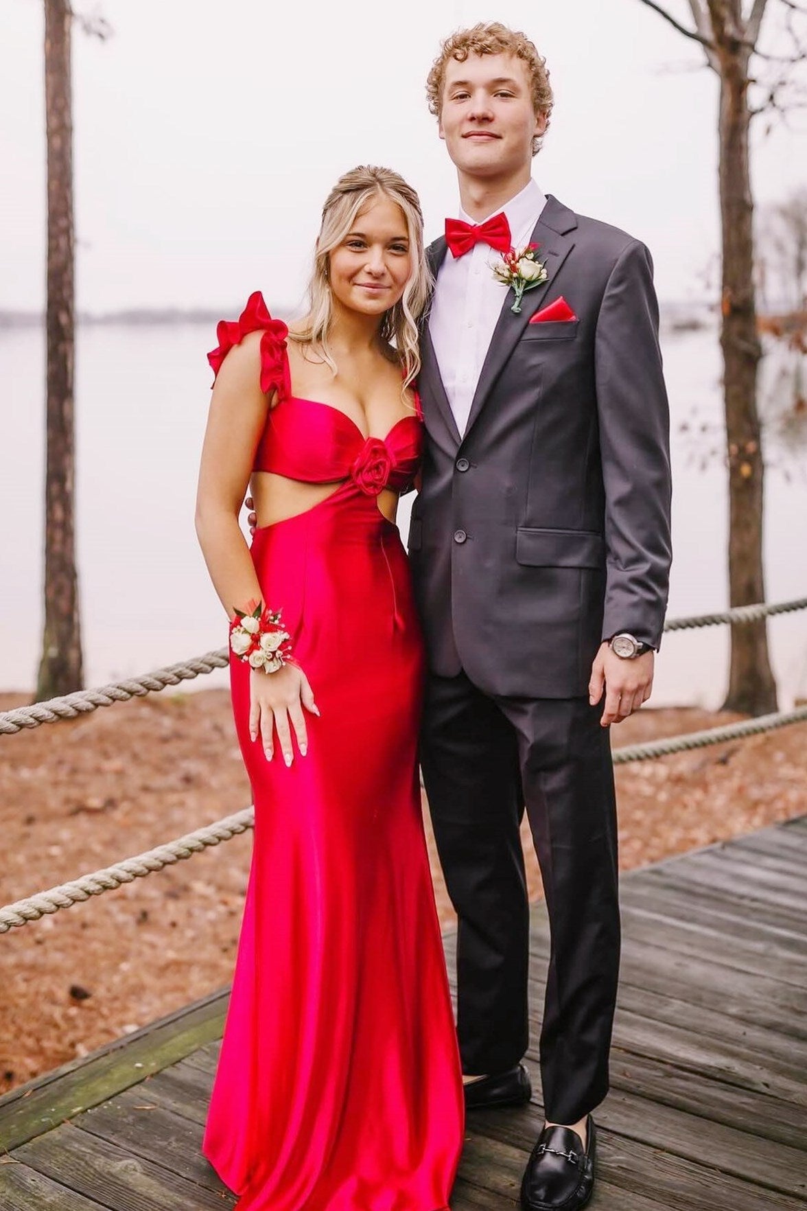 Violet Prom Dress Flutter Sleeve Cutout Mermaid Fitted Gown Evening Dress