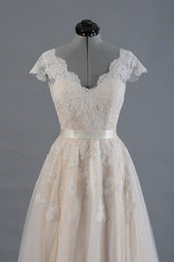 Wedding Dress Handmade A Line Tulle Lace Long Prom Dress Lace Bridal Gown