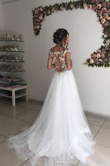 Wedding Dress Handmade Ivory Tulle Lace Long Prom Dress Lace Bridal Gown
