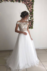 Wedding Dress Handmade Ivory Tulle Lace Long Prom Dress Lace Bridal Gown