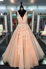 Wedding Dress Handmade Unique V Neck Tulle Lace Long Prom Dress Tulle Lace Bridal Gown