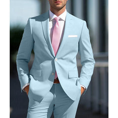 White And Pink Two-Piece Men's Wedding Suit With Tailored Fit And Single Breasted Design